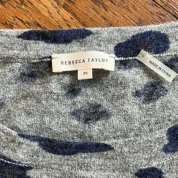 Rebecca Taylor Leopard Print Lambswool Modal Cashmere Blend Tunic Length Sweater - Picture 2 of 4